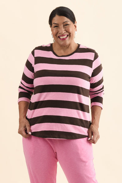 Spritz Chocolate Stripe Long Sleeve Tee