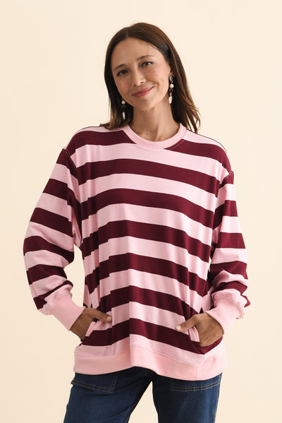 Stazie Pink Stripe Cotton Sweatshirt