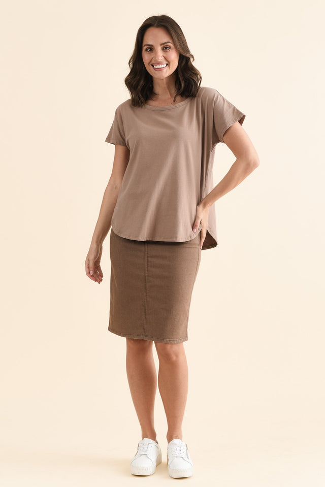 Stevie Taupe Cotton Tee
