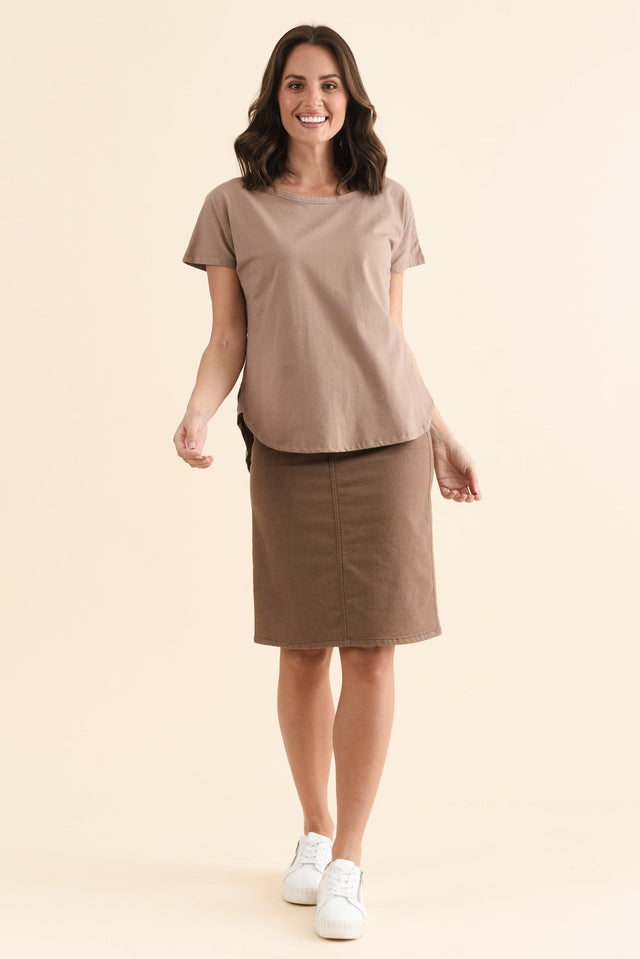 Stevie Taupe Cotton Tee image 6