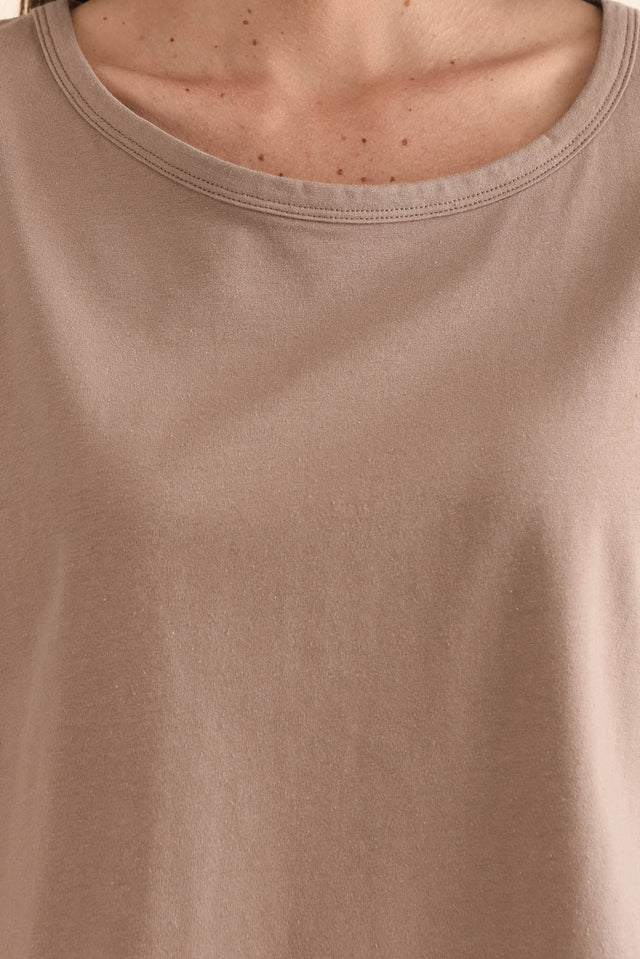 Stevie Taupe Cotton Tee image 5