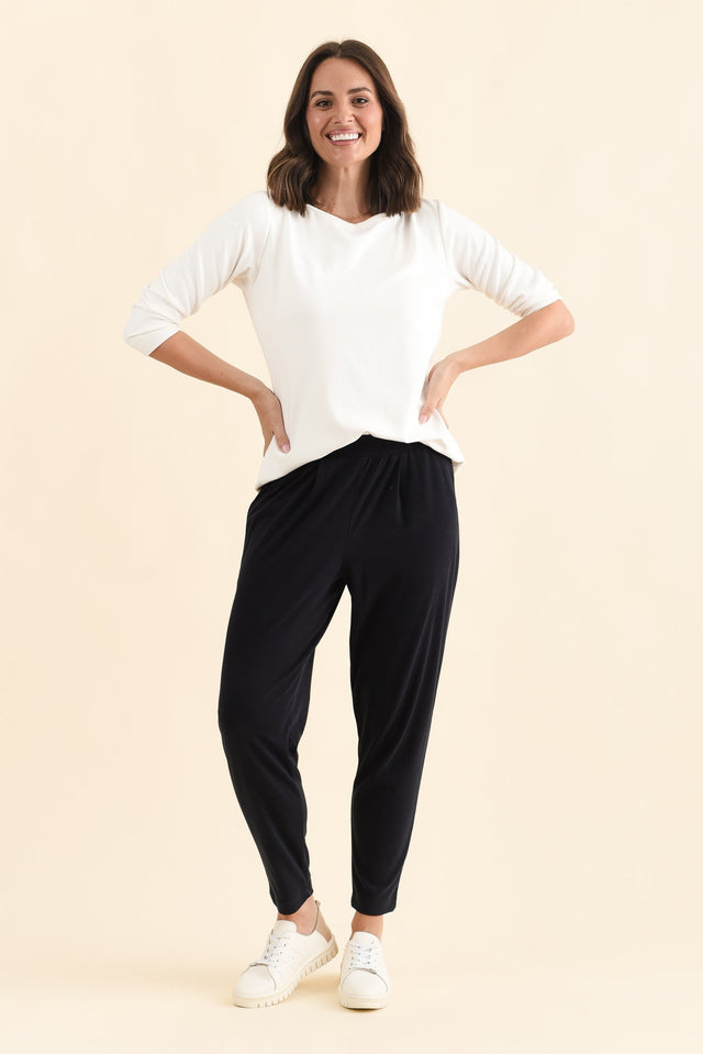 SuedeLuxe White 3/4 Sleeve Top,Brunette model,alt text|model:MJ image 6