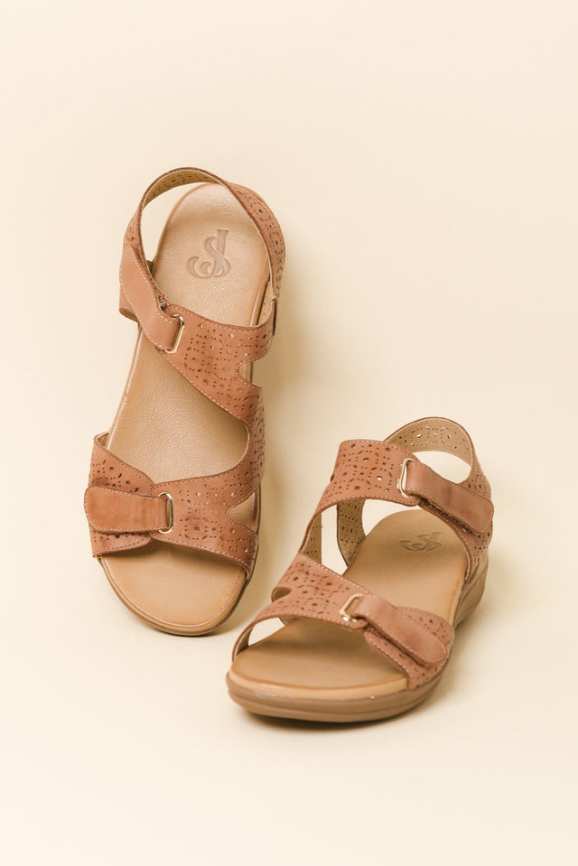 Suit Tan Leather Cut Out Sandal
