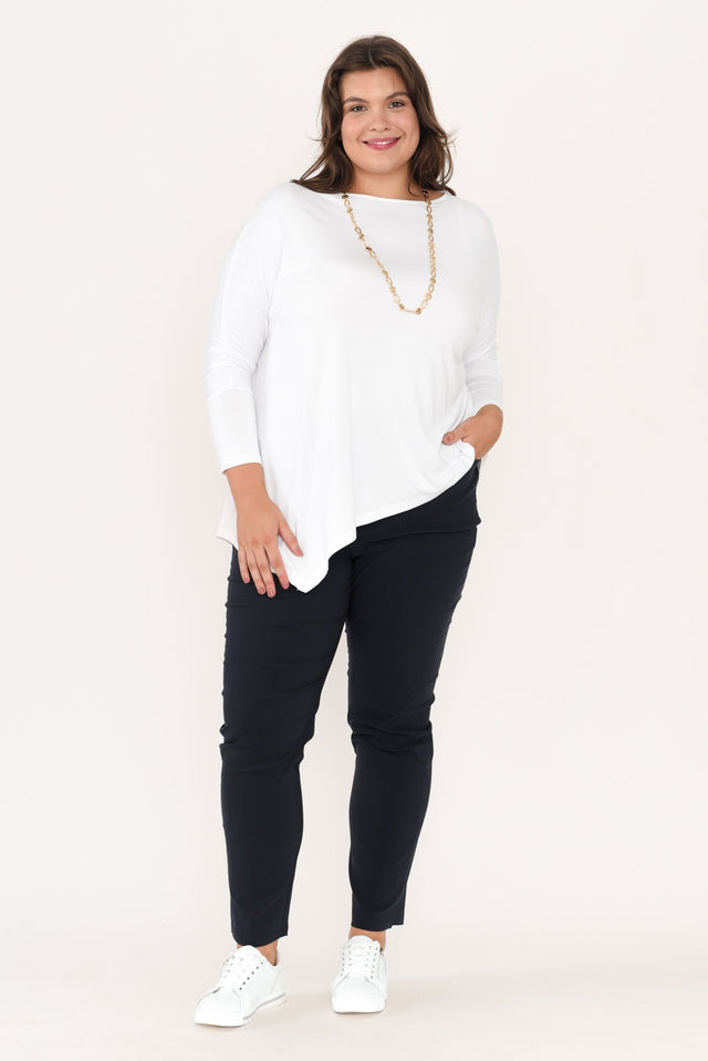 Susie White Asymmetrical Bamboo Top,Brunette model,alt text|model:Gabby image 11