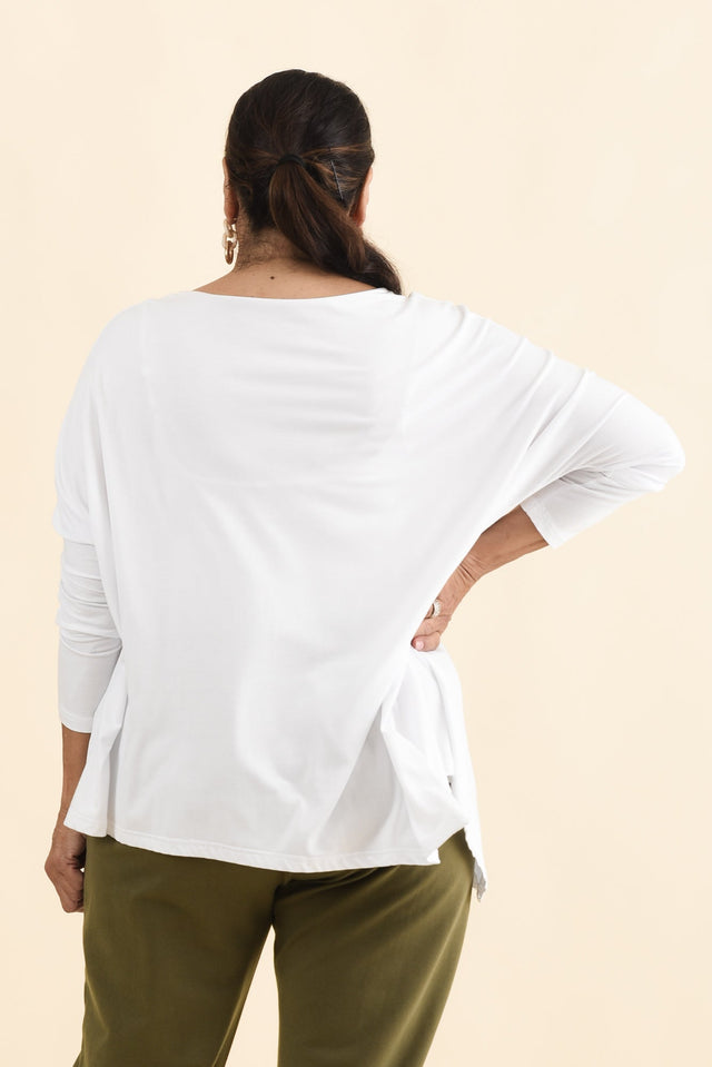 Susie White Asymmetrical Bamboo Top,Brunette model,alt text|model:Pilita image 9