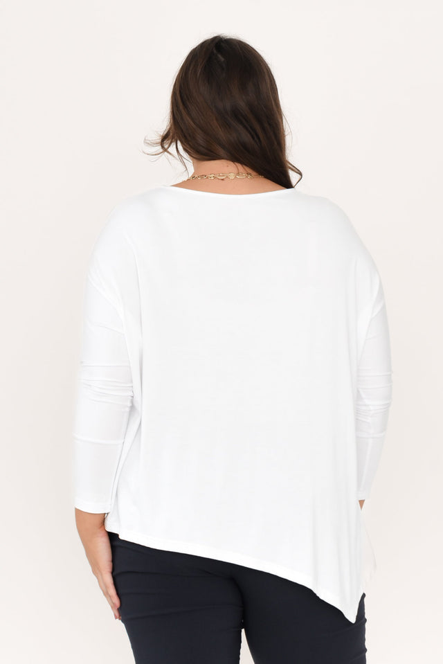 Susie White Asymmetrical Bamboo Top,Brunette model,alt text|model:Gabby image 13