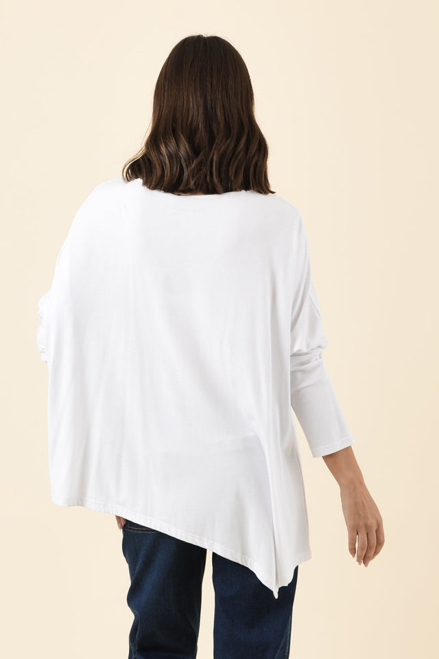 Susie White Asymmetrical Bamboo Top,Brunette model,alt text|model:MJ image 4