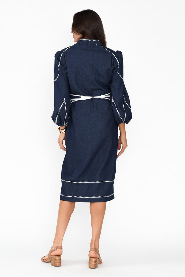 Swanson Dark Denim Cotton Dress,Brunette model,alt text|model:Elouise image 5