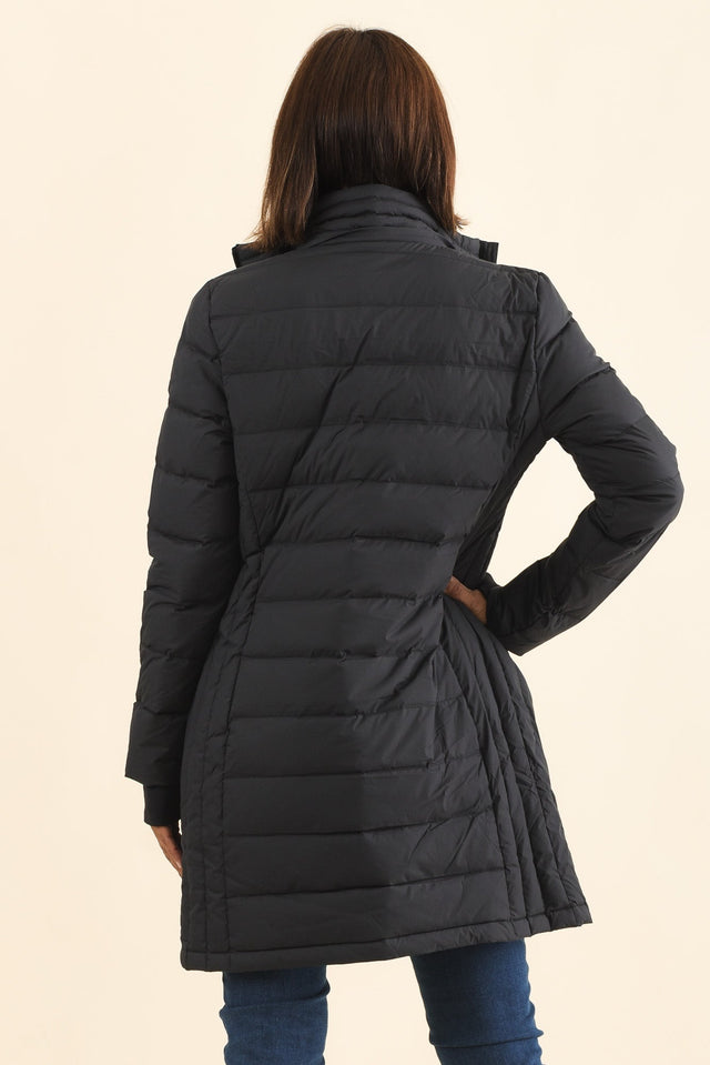 Sydney Black Down Puffer Coat,Brunette model,alt text|model:Cara image 6