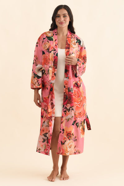 Taji Pink Rose Cotton Kimono