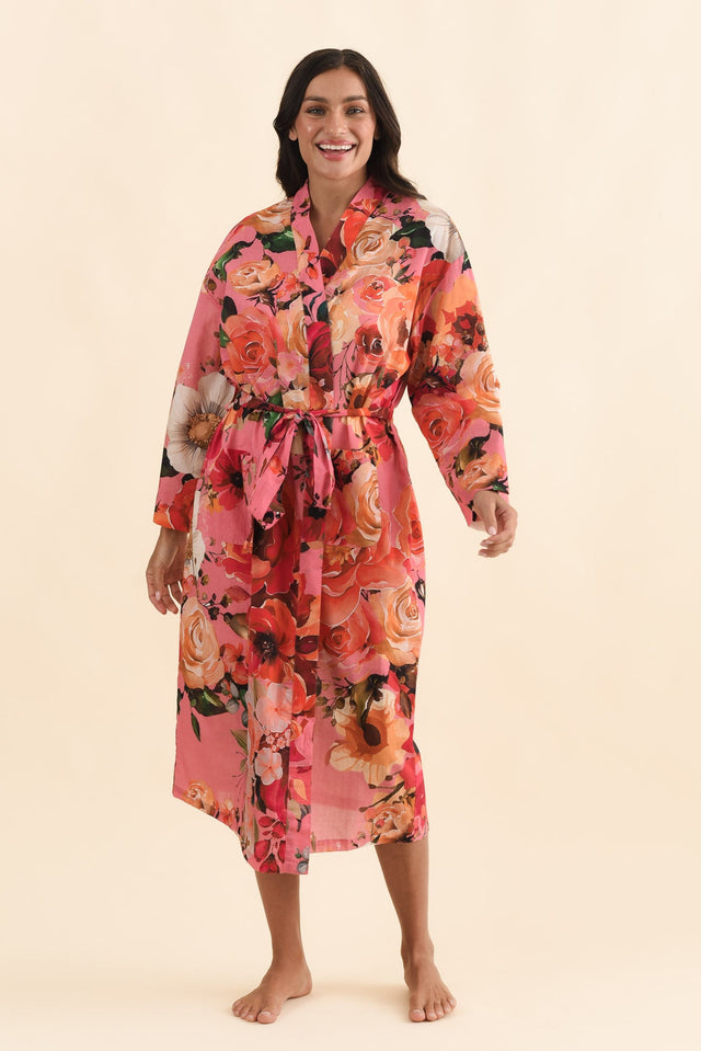 Taji Pink Rose Cotton Kimono,Brunette model,alt text|model:Brontie image 7
