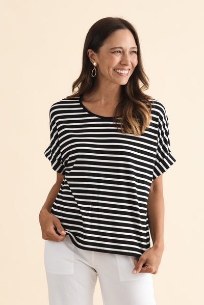 Talullah Black Stripe Bamboo Top