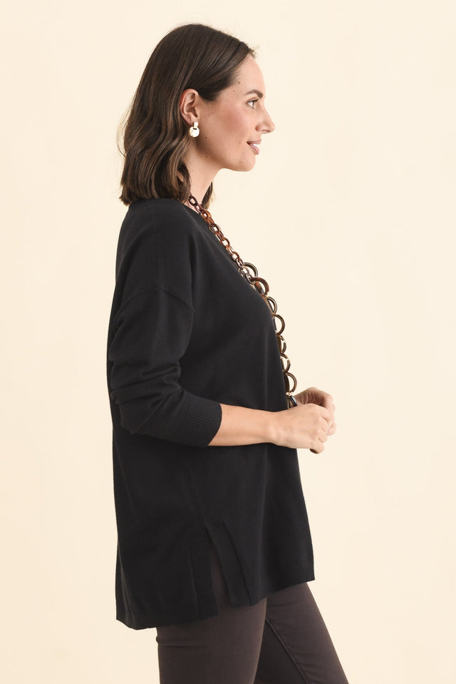 Tanner Black Knit Jumper,Brunette model,alt text|model:MJ image 4
