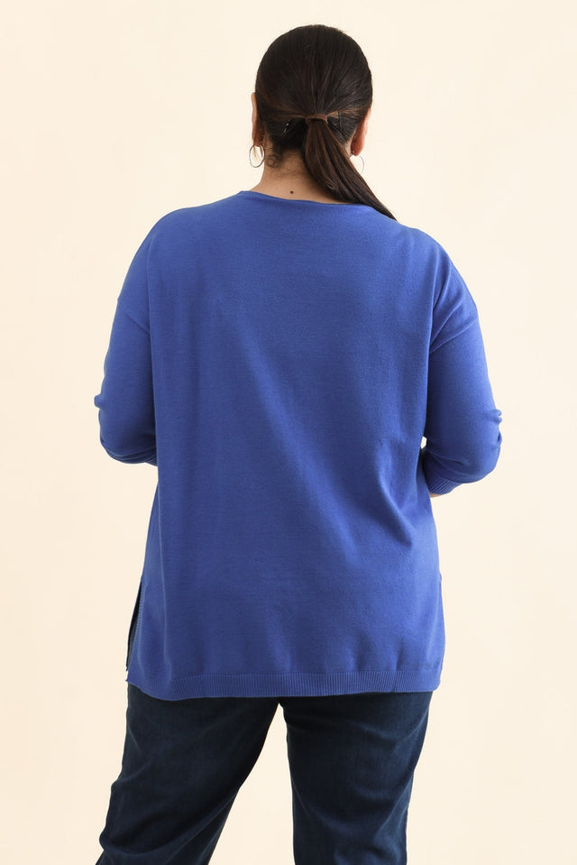 Tanner Cobalt Knit Jumper,Back,Brunette model,alt text|model:Pilita image 12