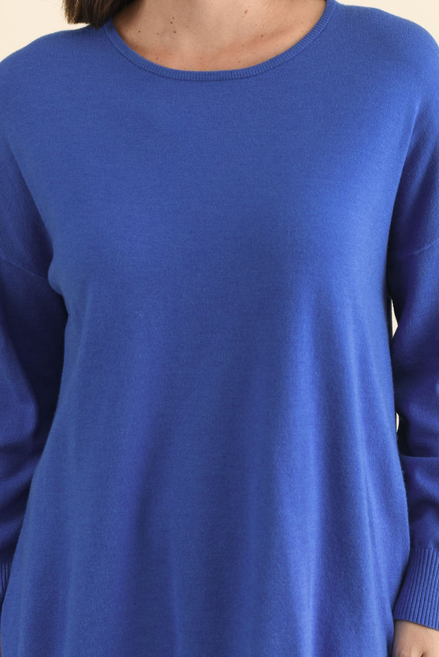 Tanner Cobalt Knit Jumper,Brunette model,alt text|model:MJ image 6