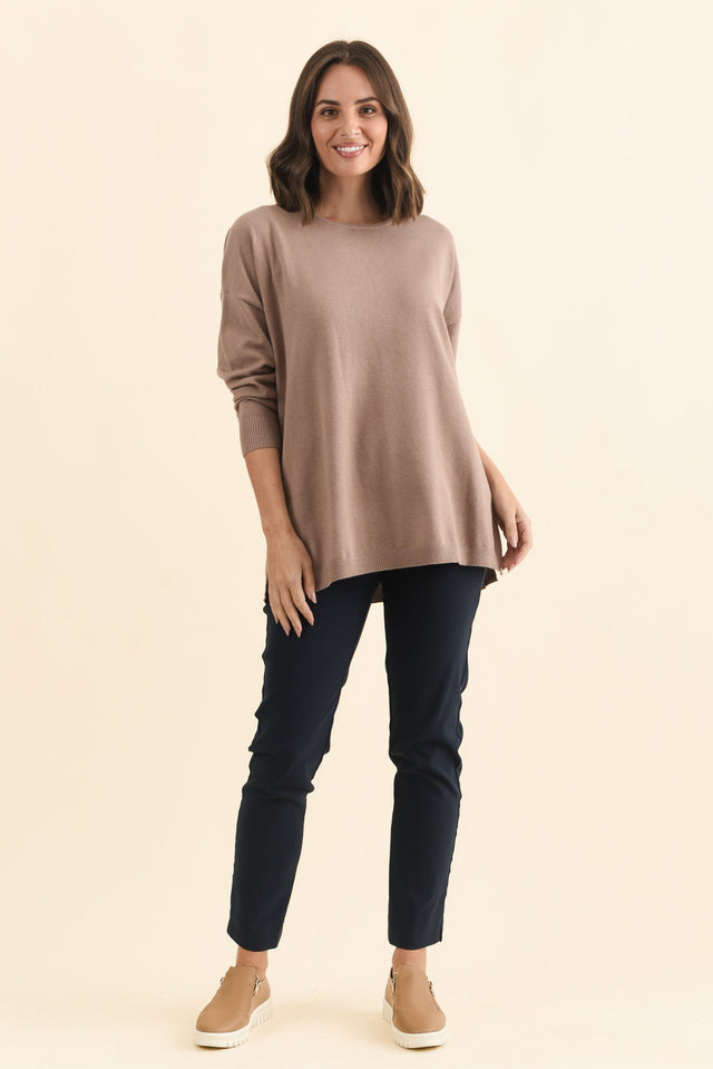 Tanner Mocha Knit Jumper,Brunette model,alt text|model:MJ image 7