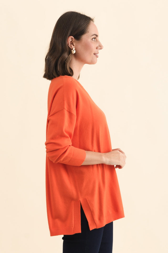 Tanner Orange Knit Jumper,Brunette model,alt text|model:MJ image 5