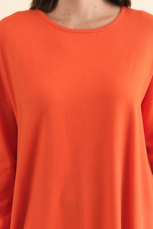 Tanner Orange Knit Jumper,Brunette model,alt text|model:MJ image 7