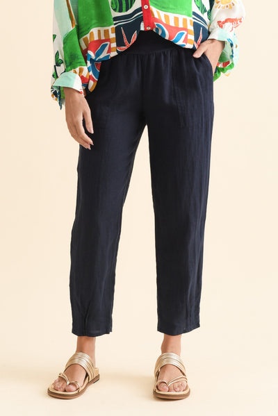 Tatum Navy Linen Pants