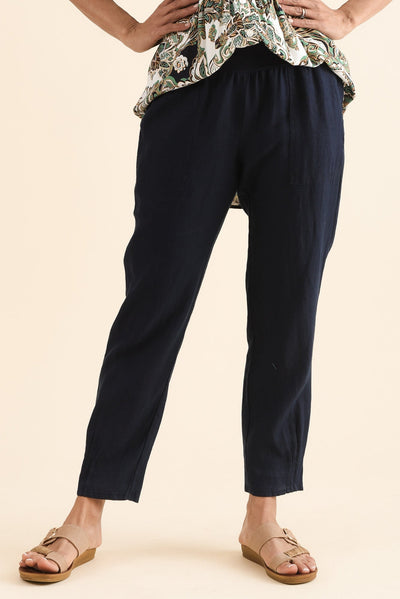 Tatum Navy Linen Pants