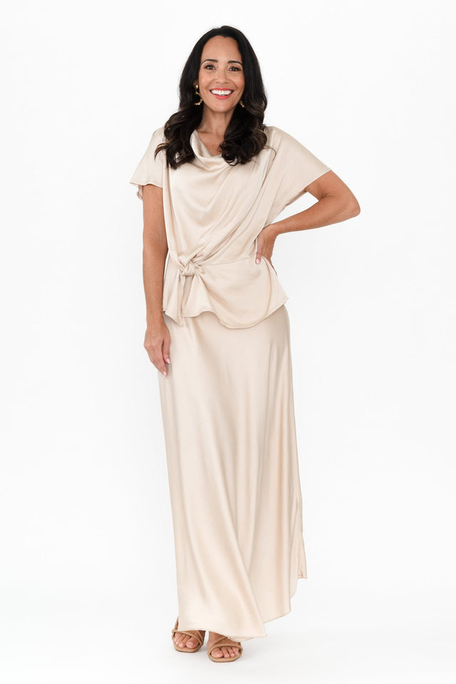 Tilba Champagne Maxi Skirt,Brunette model,alt text|model:Nicole image 9