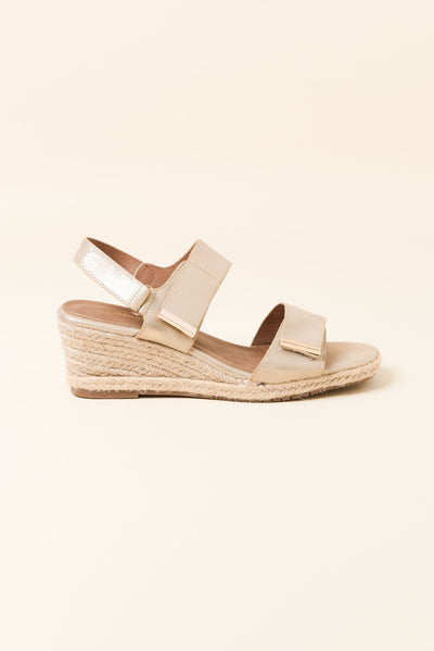 Teach Champagne Espadrille Velcro Wedge