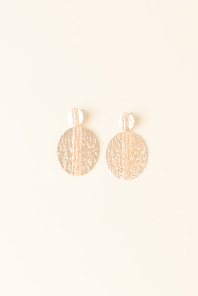 Teevan Gold Oval Drop Earrings