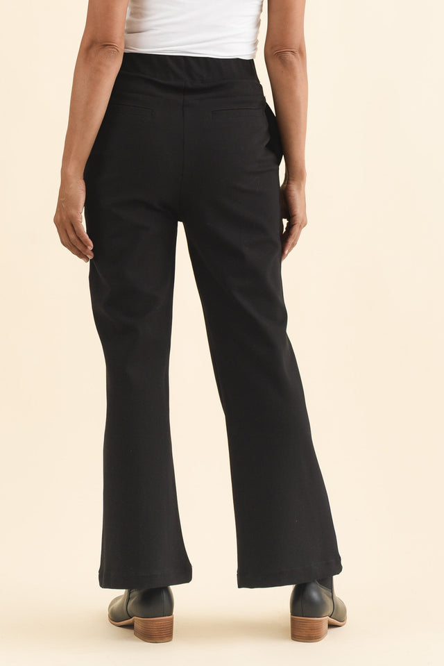 Themis Black Ponte Flare Pants,Brunette model,alt text|model:Cara image 5