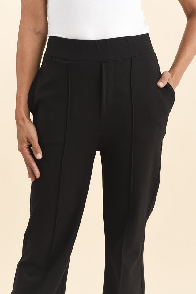 Themis Black Ponte Flare Pants,Brunette model,alt text|model:Cara image 6