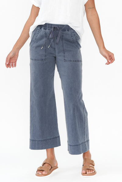 Theodore Blue Denim Drawstring Pants