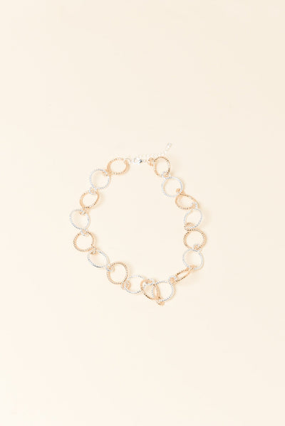 Theta Two Tone Ring Link Necklace