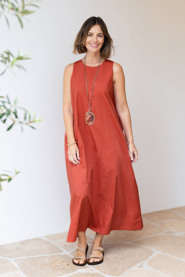 Tia Coral Cotton Pocket Dress,Lifestyle