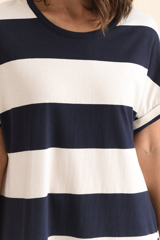 Tiarna Navy Stripe Cotton Dress,Detail,Brunette model,alt text|model:Cara image 5