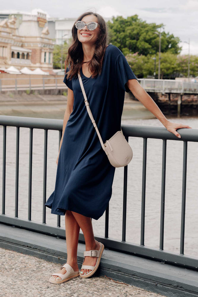 Tiffany Navy Bamboo Tee Dress,Lifestyle