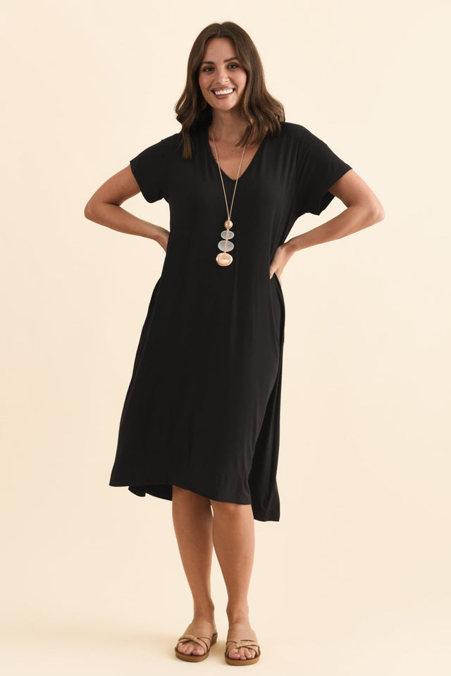Tiffany Black Bamboo Tee Dress,Brunette model,alt text|model:MJ image 9