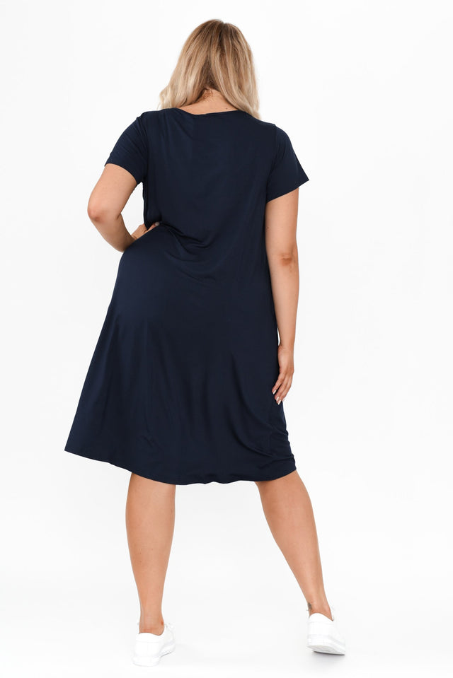 Tiffany Navy Bamboo Tee Dress,Blonde model,alt text|model:Shandre image 10