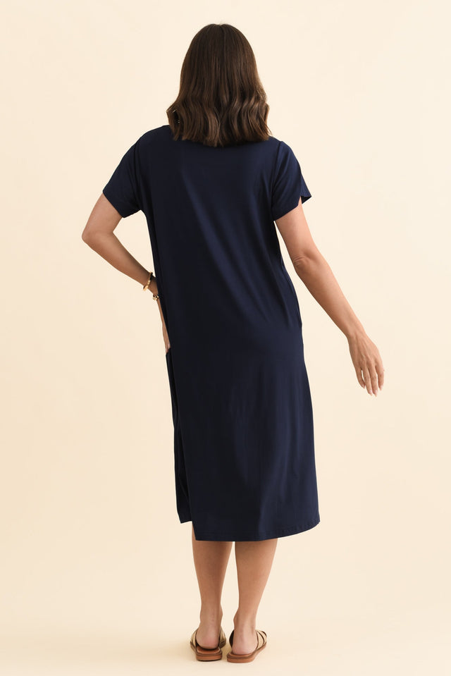 Tiffany Navy Bamboo Tee Dress,Brunette model,alt text|model:MJ image 4