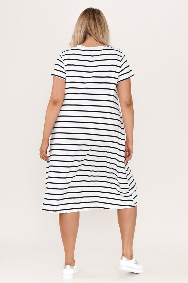 Tiffany White Stripe Bamboo Tee Dress,Blonde model,alt text|model:Shandre image 14
