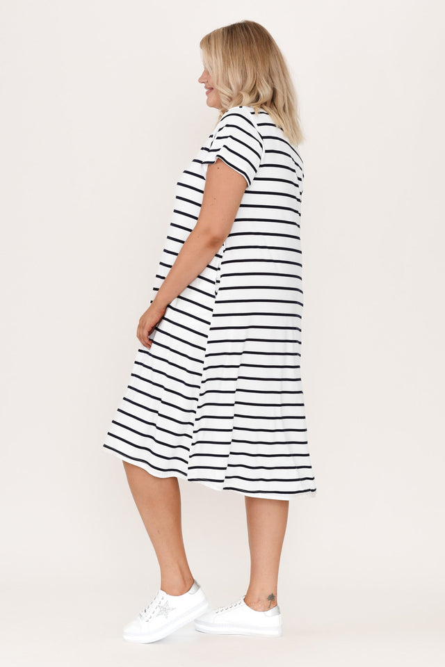 Tiffany White Stripe Bamboo Tee Dress,Blonde model,alt text|model:Shandre image 13