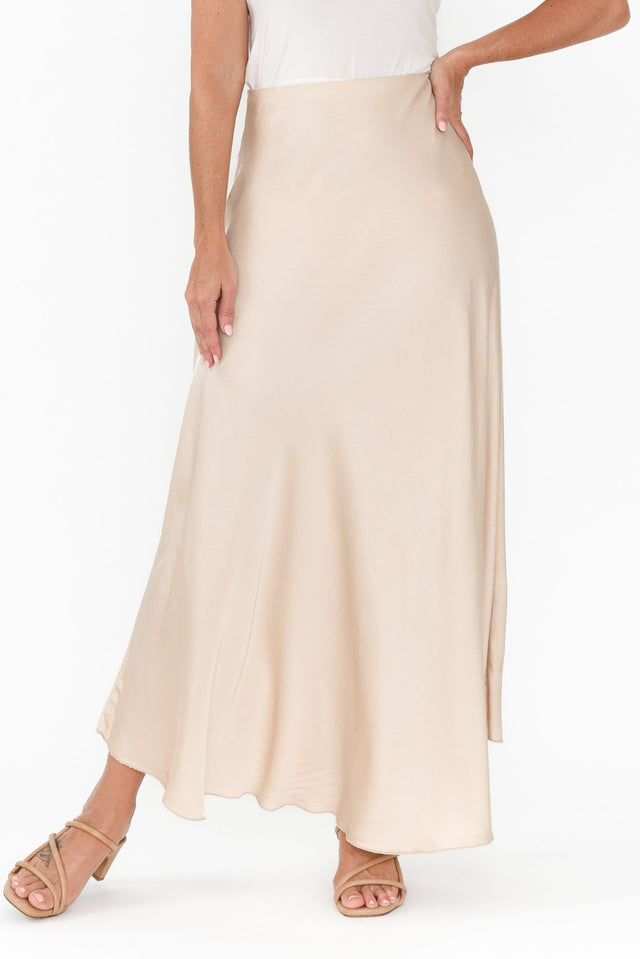 Tilba Champagne Maxi Skirt,Brunette model,alt text|model:Nicole