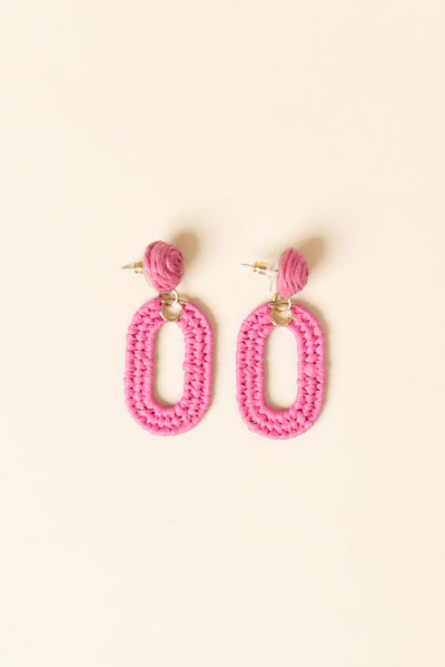 Tilby Pink Woven Oval Drop Earrings