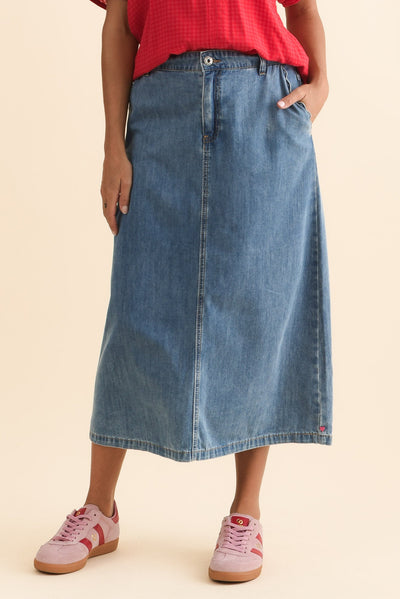 Tilda Blue Denim Midi Skirt