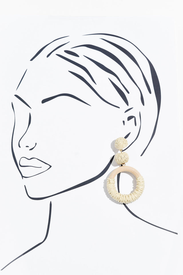 Tillie Natural Straw Drop Earrings image 2