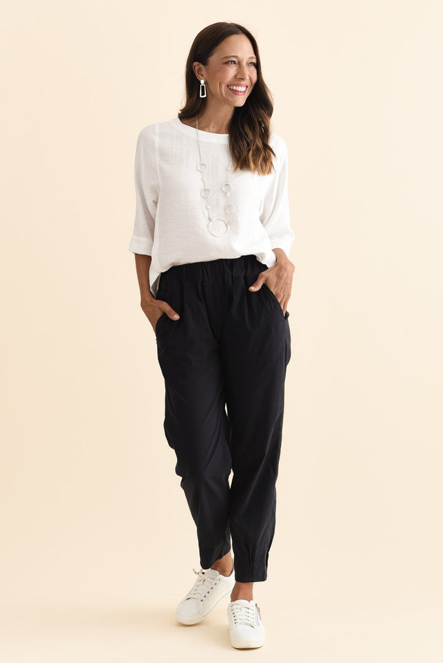 Air-Lite Navy Stretch Pocket Pants,Brunette model,alt text|model:Cara image 8
