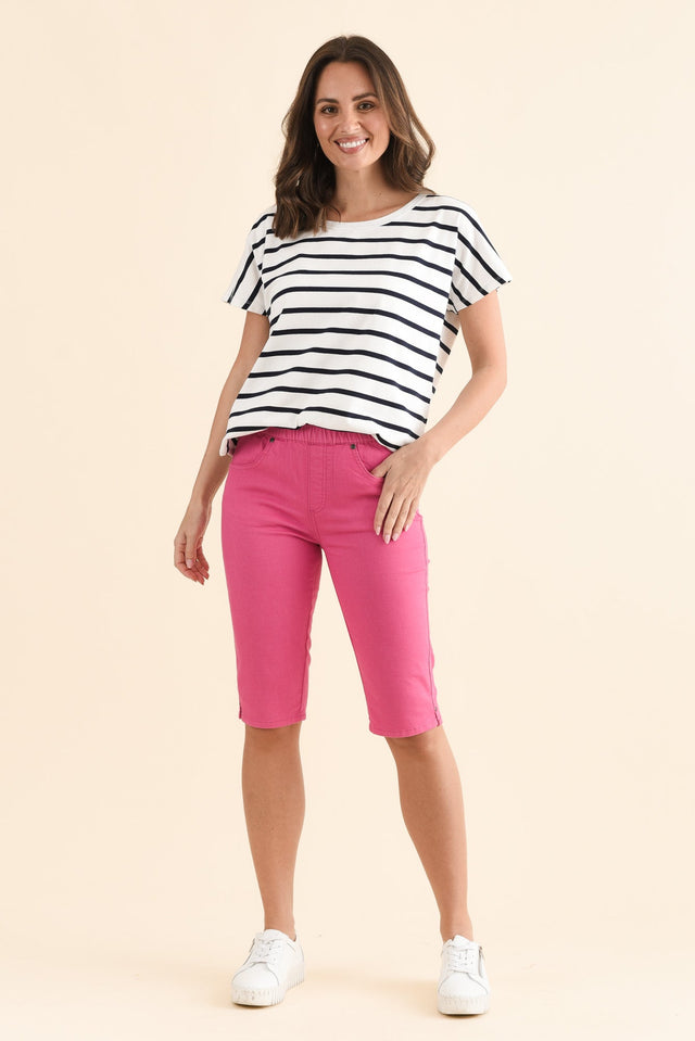 Tora Hot Pink Stretch Shorts,Full Body,Brunette model,alt text|model:MJ