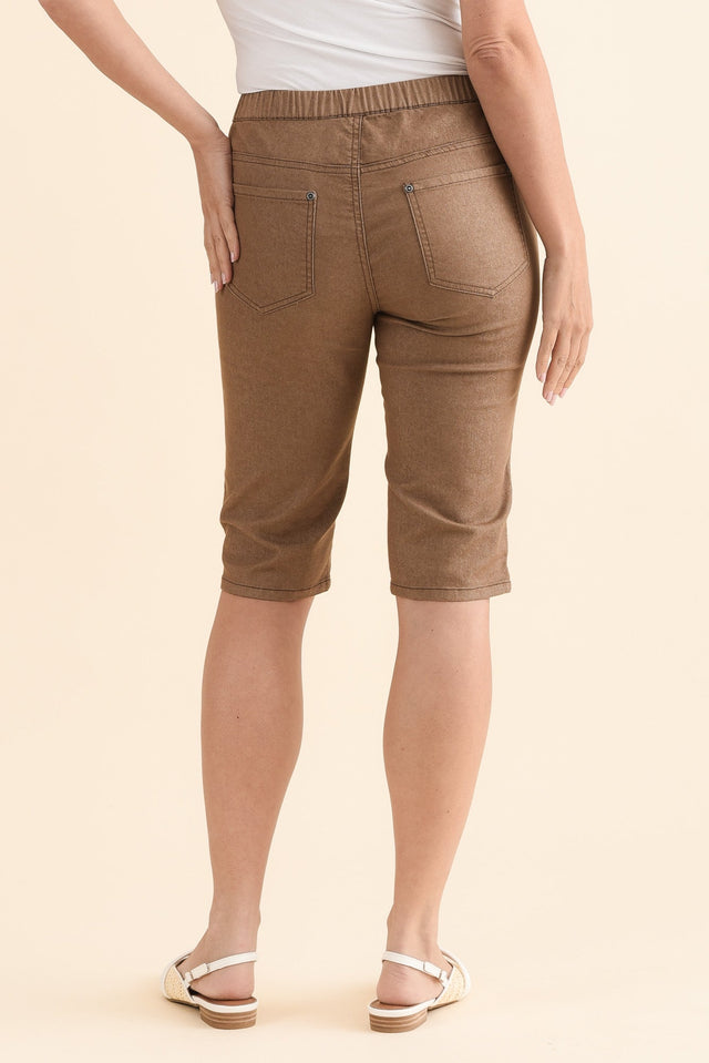 Tora Mocha Stretch Shorts,Back,Brunette model,alt text|model:MJ image 6