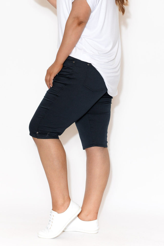 Tora Navy Stretch Shorts,alt text|model:Stacey image 11