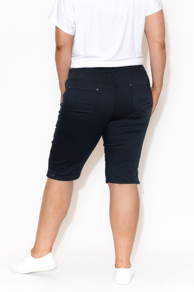 Tora Navy Stretch Shorts,alt text|model:Stacey image 12