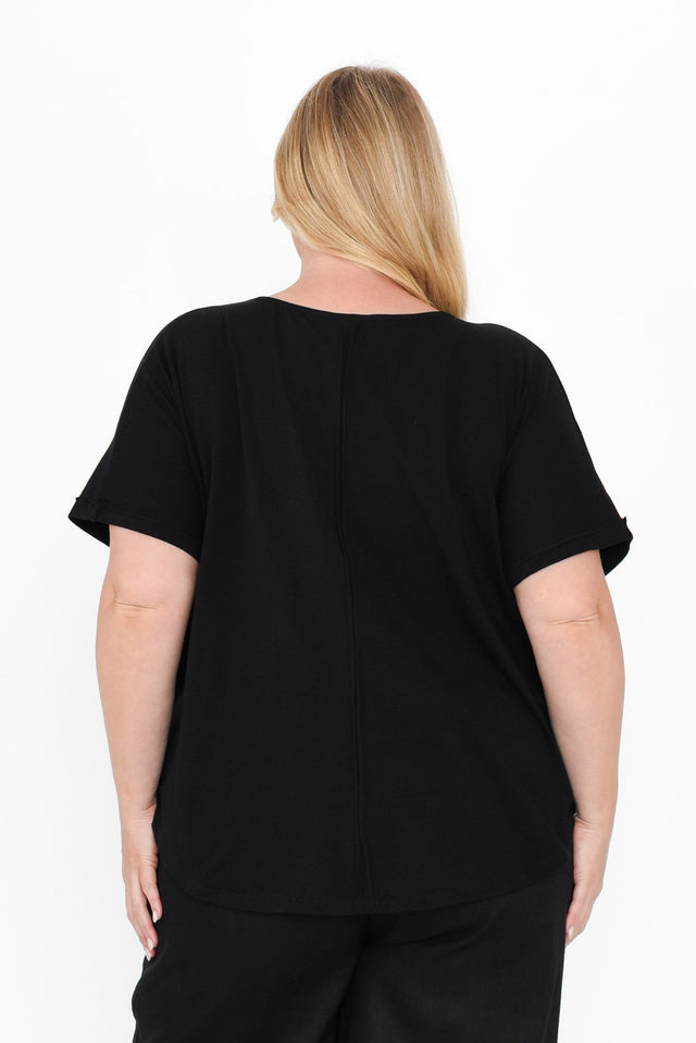 Toronto Black Cotton Tee,Blonde model,alt text|model:Caitlin image 12