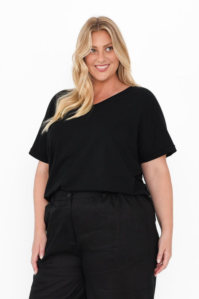Toronto Black Cotton Tee,Blonde model,alt text|model:Caitlin image 11